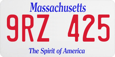 MA license plate 9RZ425