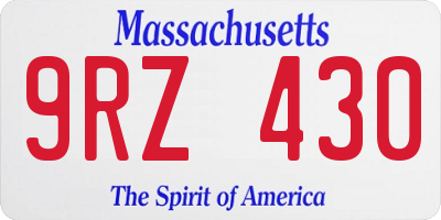 MA license plate 9RZ430