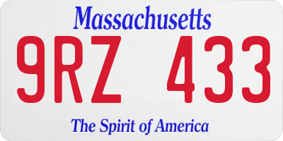 MA license plate 9RZ433