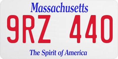 MA license plate 9RZ440