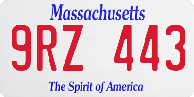 MA license plate 9RZ443