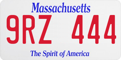 MA license plate 9RZ444