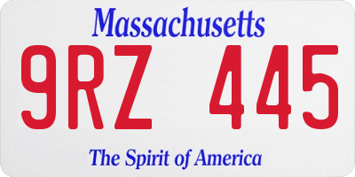 MA license plate 9RZ445
