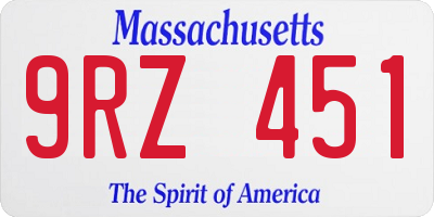 MA license plate 9RZ451