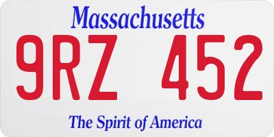 MA license plate 9RZ452