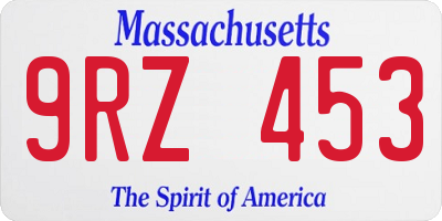 MA license plate 9RZ453