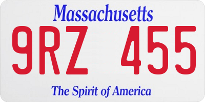 MA license plate 9RZ455