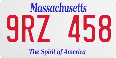 MA license plate 9RZ458