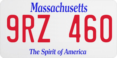 MA license plate 9RZ460