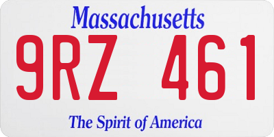 MA license plate 9RZ461