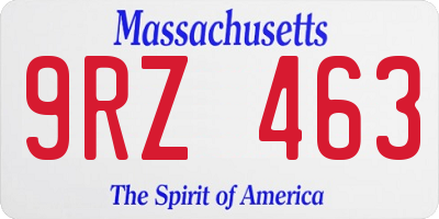 MA license plate 9RZ463
