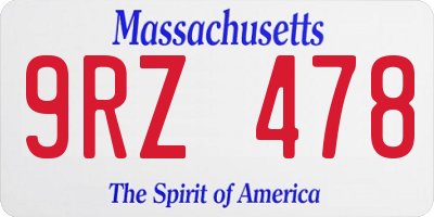 MA license plate 9RZ478
