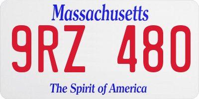 MA license plate 9RZ480