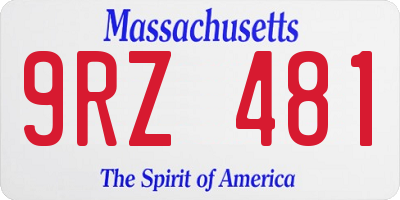 MA license plate 9RZ481