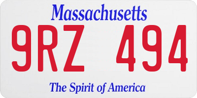 MA license plate 9RZ494