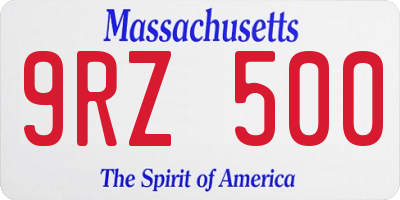 MA license plate 9RZ500