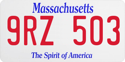 MA license plate 9RZ503