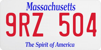 MA license plate 9RZ504