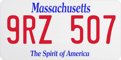 MA license plate 9RZ507