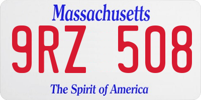 MA license plate 9RZ508