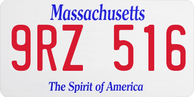 MA license plate 9RZ516