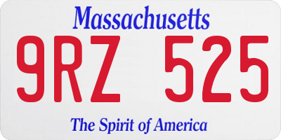 MA license plate 9RZ525