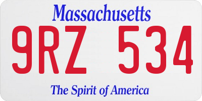 MA license plate 9RZ534