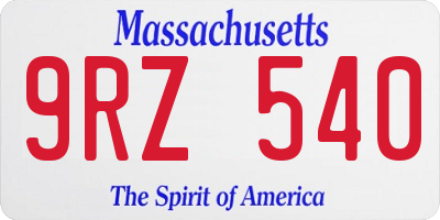 MA license plate 9RZ540