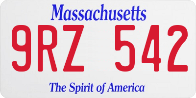 MA license plate 9RZ542