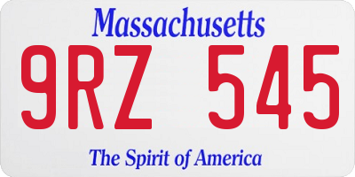 MA license plate 9RZ545