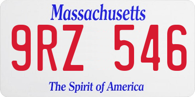 MA license plate 9RZ546