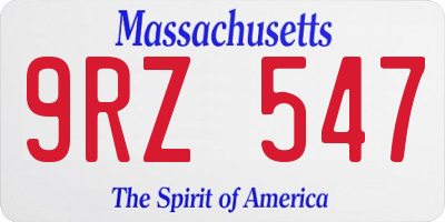 MA license plate 9RZ547