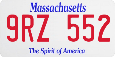MA license plate 9RZ552