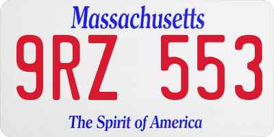 MA license plate 9RZ553