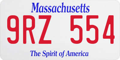 MA license plate 9RZ554
