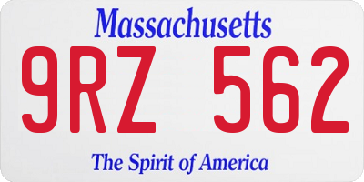 MA license plate 9RZ562