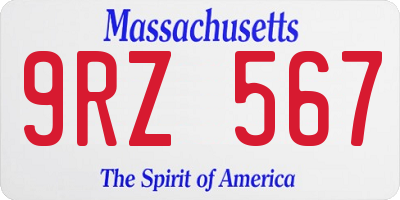 MA license plate 9RZ567