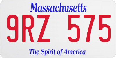 MA license plate 9RZ575