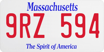 MA license plate 9RZ594