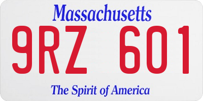 MA license plate 9RZ601