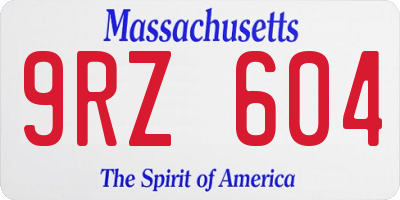 MA license plate 9RZ604