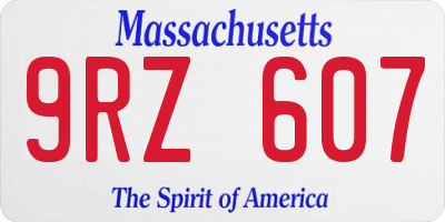 MA license plate 9RZ607