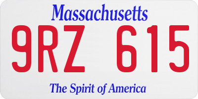 MA license plate 9RZ615