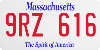 MA license plate 9RZ616