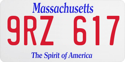 MA license plate 9RZ617