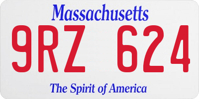 MA license plate 9RZ624