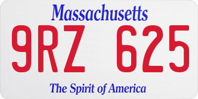 MA license plate 9RZ625