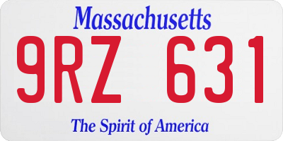 MA license plate 9RZ631