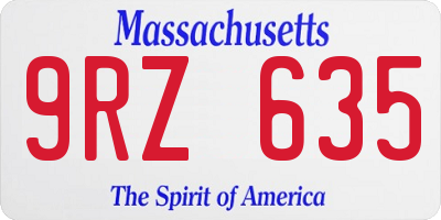 MA license plate 9RZ635