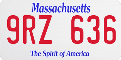 MA license plate 9RZ636